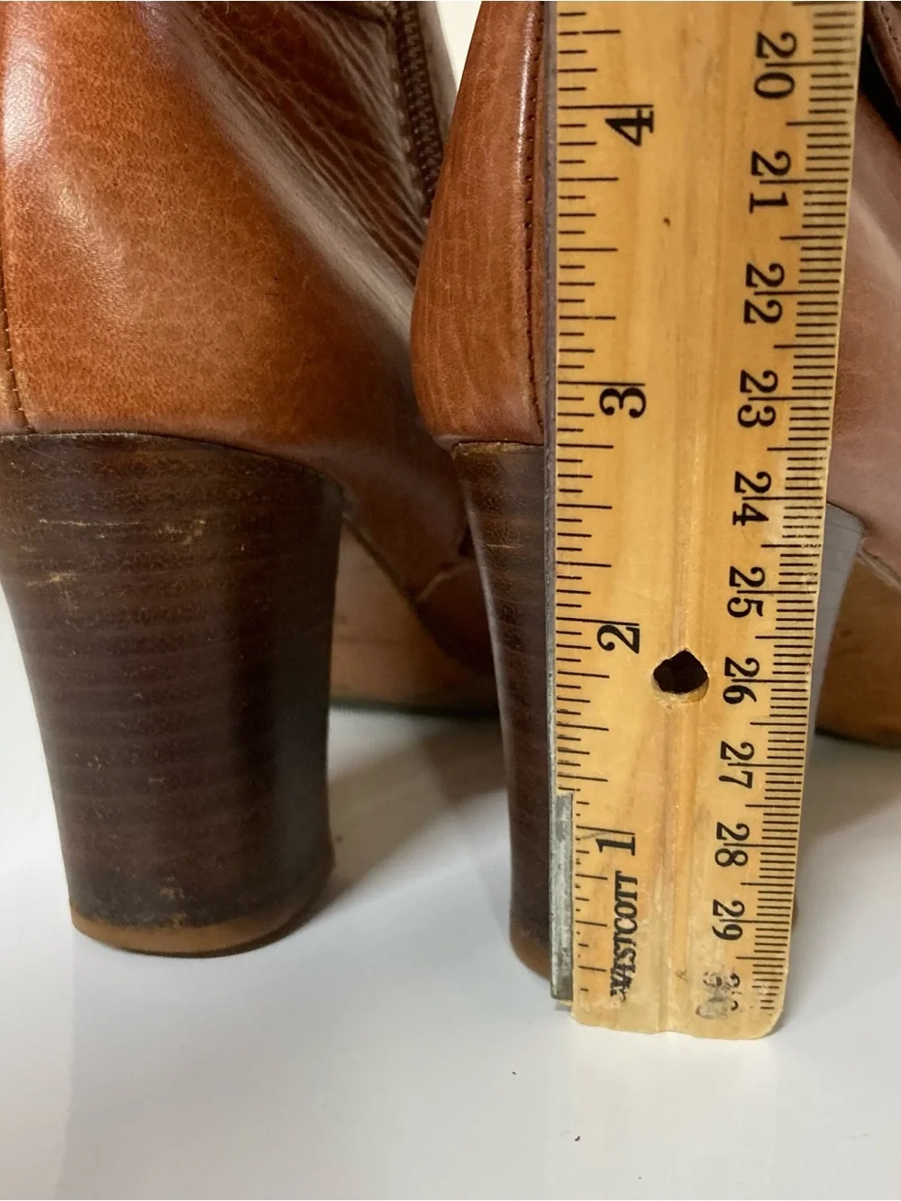 ANTONIO MELANI Cognac Leather Ankle Booties with Buckle Detail inside wear